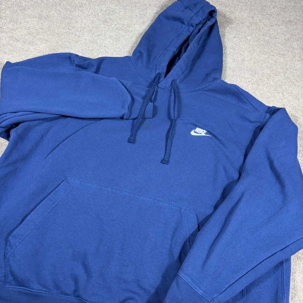 Nike Mens XXL Royal Blue Sportswear Club Fleece Pullover Hoodie White Logo 0918